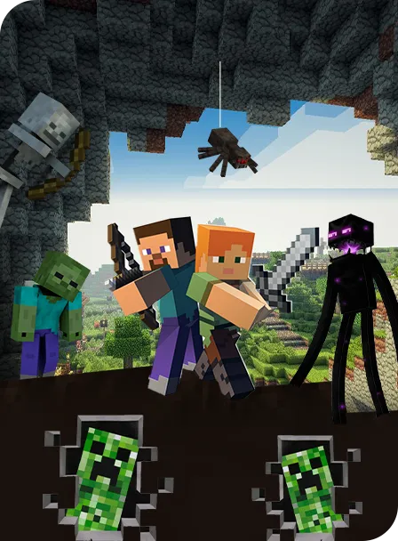 Minecraft characters fighting survival mode