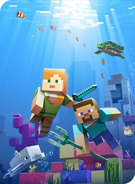 Minecraft characters floating in ocean