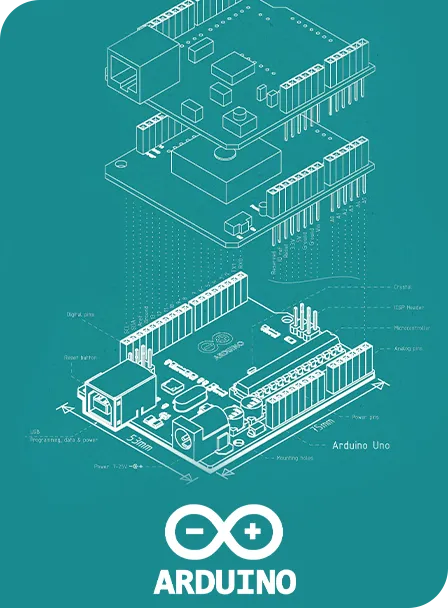 arduino logo and tech looking diagram 