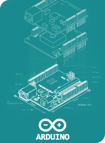 Arduino logo and product circuit board
