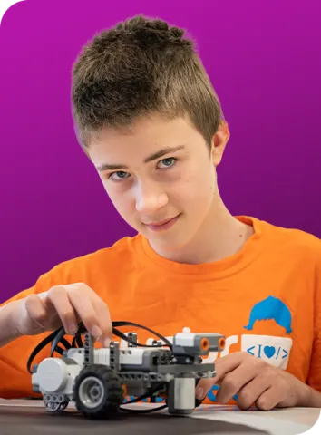 Student building a lego mindstorms robot